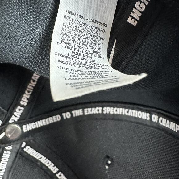 Nike Hat Cap Snap Back One Size Black White Big Swoosh Embroidered Mens - Picture 10 of 11